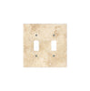 Beige Walnut Travertine double toggle plate switch wall plate by SurfacesGalore, adding a natural stone touch to your switch covers with two vertical openings.