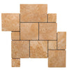 Walnut Travertine OPUS Mini-Pattern (4 pcs.) (Interlocking) Mosaic Tile Tumbled