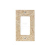 Walnut Travertine Single ROCKER Plate Switch Wall Plate/Cover Plate/Switch Plate by SurfacesGalore, featuring beige natural stone with a single rectangular opening and two screw holes.