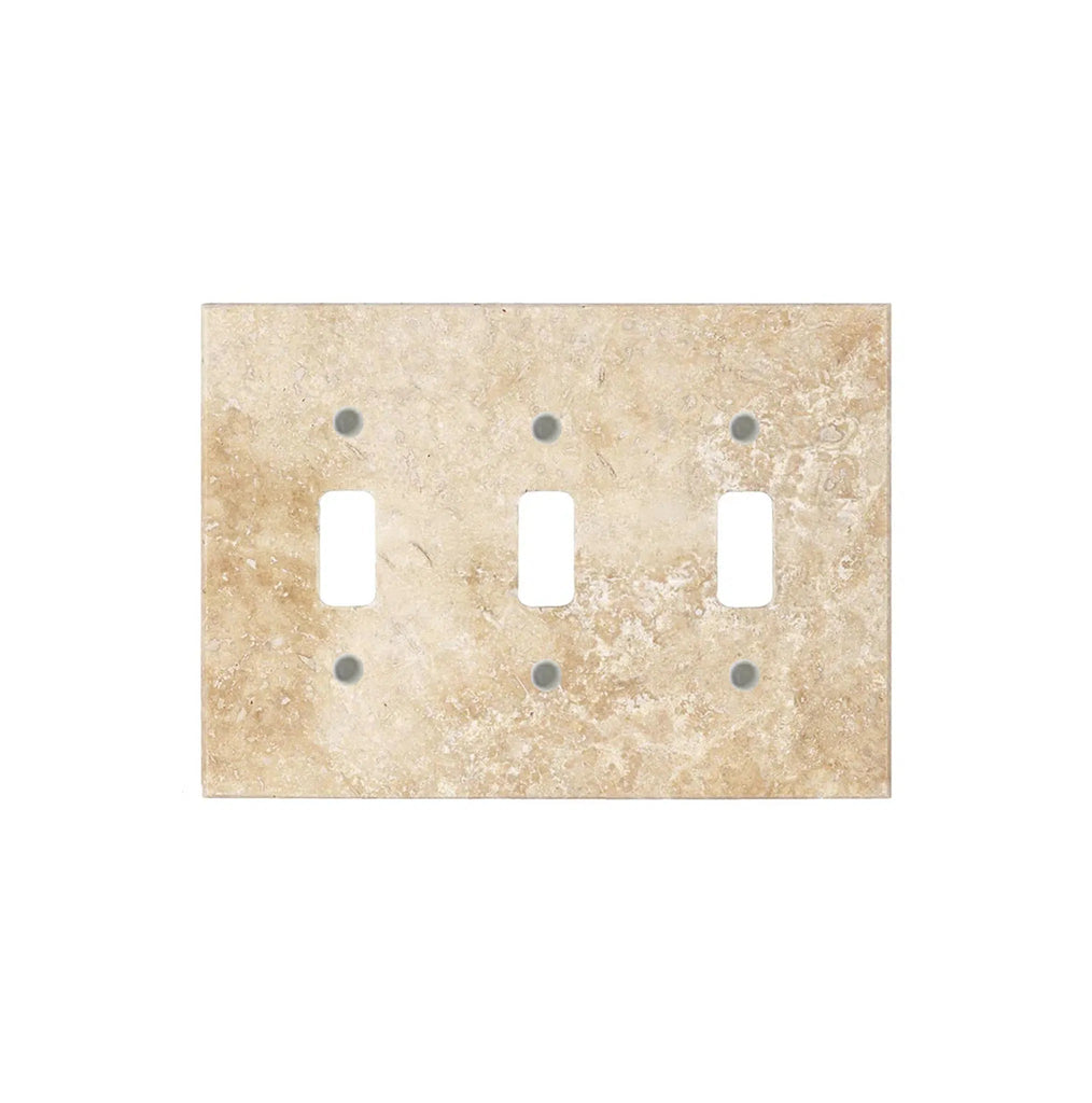 Walnut Travertine Triple TOGGLE Plate Switch Wall Plate/Cover Plate/Switch Plate