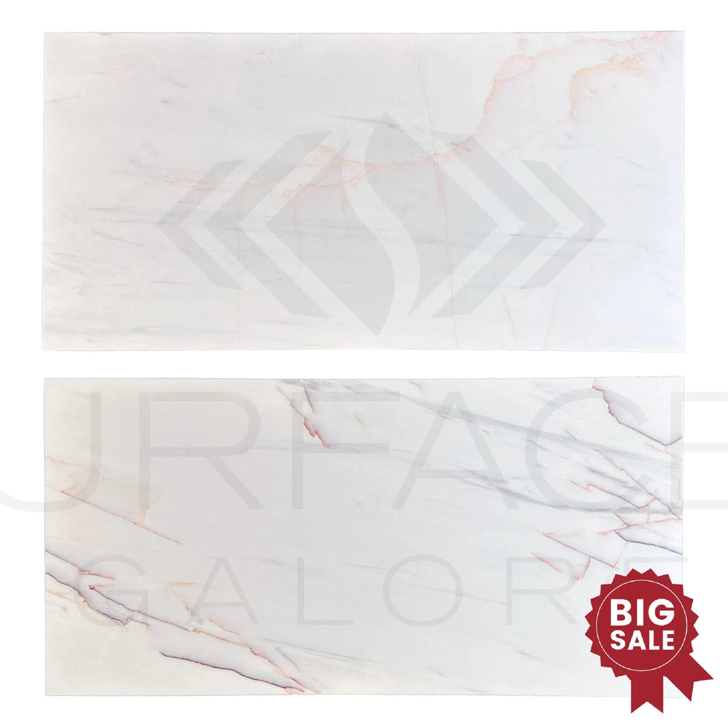 White Dolomite with Red 12X24 Polished Tile 170 Sq.Ft. - Discounted, Marble/Travertine Clearance Sale - SurfacesGalore