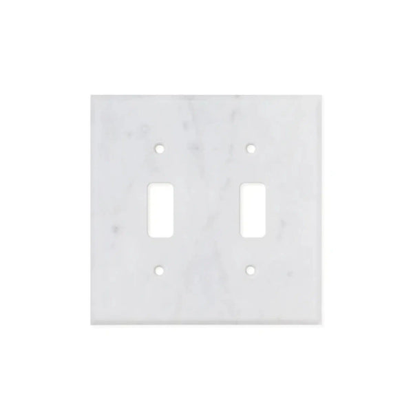 White Marble (Meram Blanc) Double TOGGLE Plate Switch Wall Plate