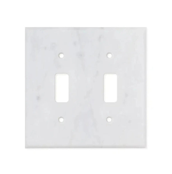 White Marble (Meram Blanc) Double TOGGLE Plate Switch Wall Plate