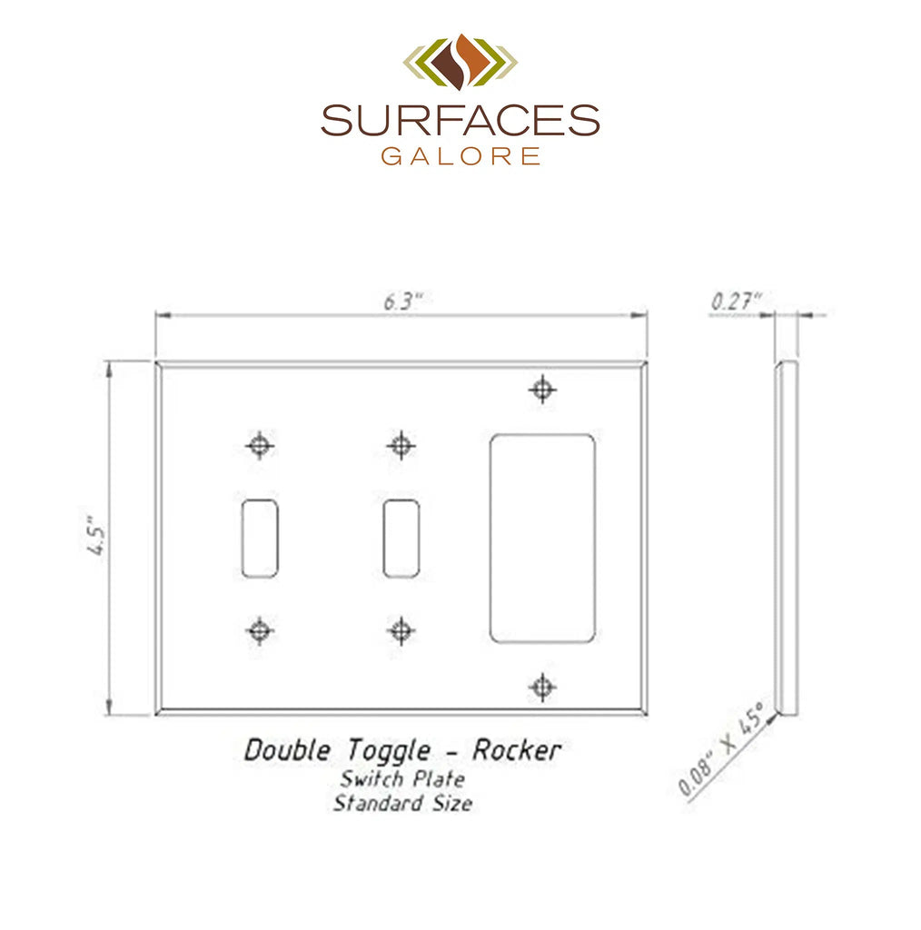 Carrara White Marble Double TOGGLE - ROCKER Switch Wall Plate/Cover Plate/Switch Plate