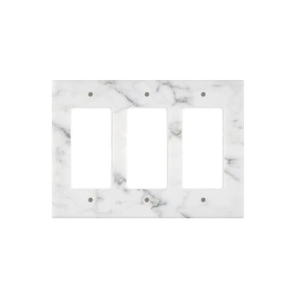 Carrara White Marble Triple ROCKER Plate Switch Wall Plate/Cover Plate/Switch Plate