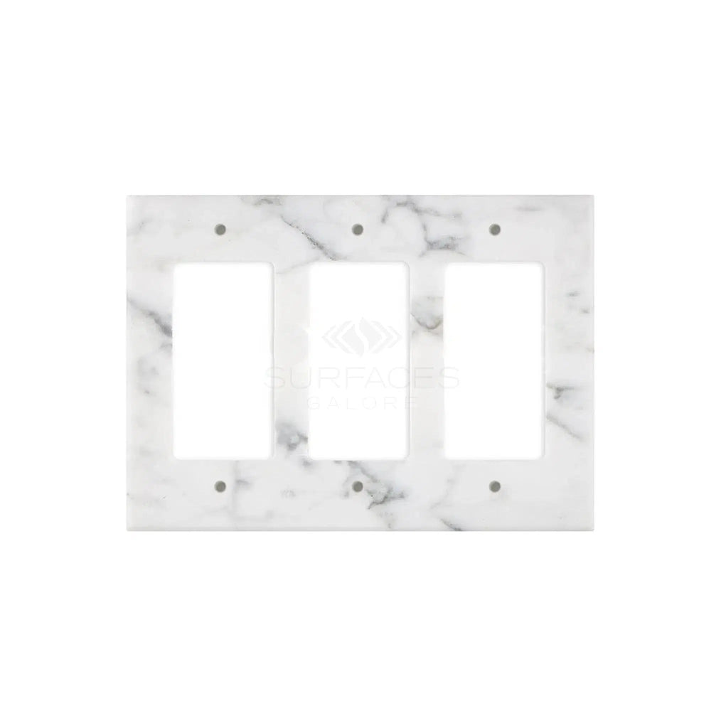 Carrara White Marble Triple ROCKER Plate Switch Wall Plate/Cover Plate/Switch Plate