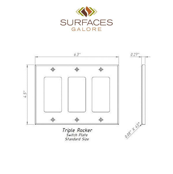 Carrara White Marble Triple ROCKER Plate Switch Wall Plate/Cover Plate/Switch Plate