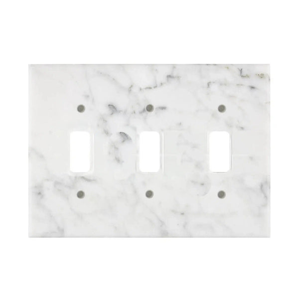 Carrara White Marble Triple TOGGLE Plate Switch Wall Plate/Cover Plate/Switch Plate