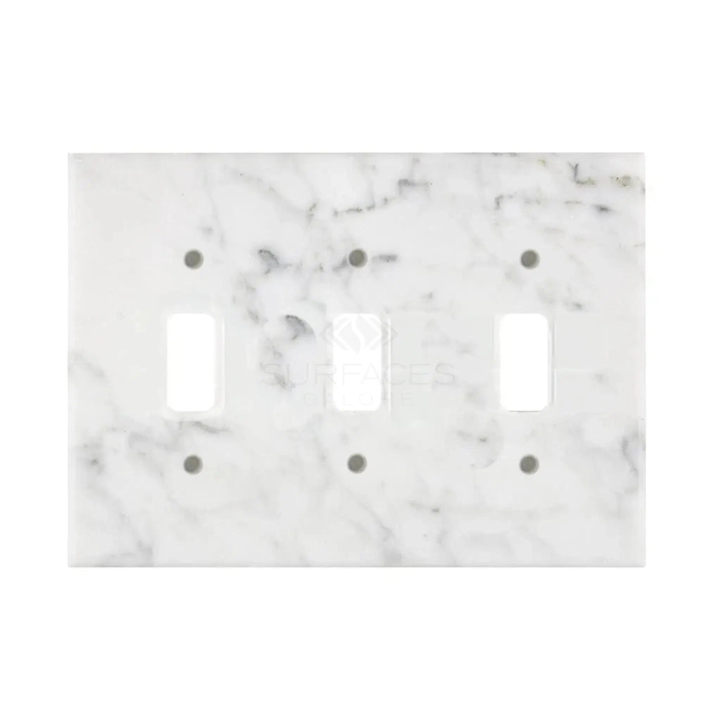 Carrara White Marble Triple TOGGLE Plate Switch Wall Plate/Cover Plate/Switch Plate