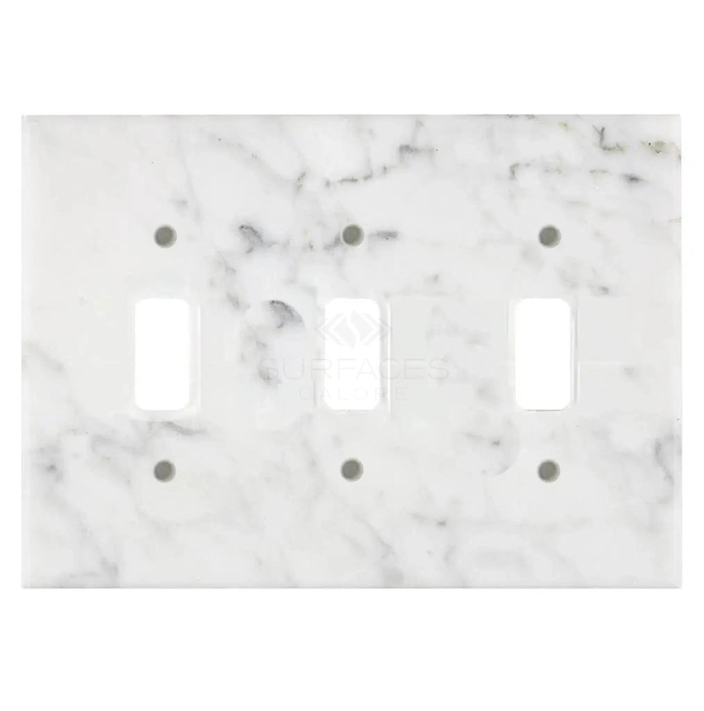 Carrara White Marble Triple TOGGLE Plate Switch Wall Plate/Cover Plate/Switch Plate