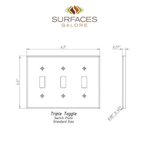 Carrara White Marble Triple TOGGLE Plate Switch Wall Plate/Cover Plate/Switch Plate