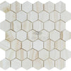 White Onyx (Bianco-Vanilla) 2 inch Hexagon (Vein-Cut) Mosaic Marble Tile Polished