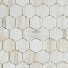 White Onyx (Bianco-Vanilla) 2 inch Hexagon (Vein-Cut) Mosaic Marble Tile Polished