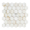 White Onyx (Bianco-Vanilla) 2 inch Hexagon (Vein-Cut) Mosaic Marble Tile Polished