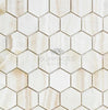 White Onyx (Bianco-Vanilla) 2 inch Hexagon (Vein-Cut) Mosaic Marble Tile Polished