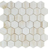 White Onyx (Bianco-Vanilla) 2 inch Hexagon (Vein-Cut) Mosaic Marble Tile Polished