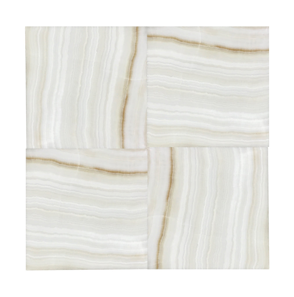 White Onyx (Bianco-Vanilla) Cross-Cut 12X12 Marble Polished