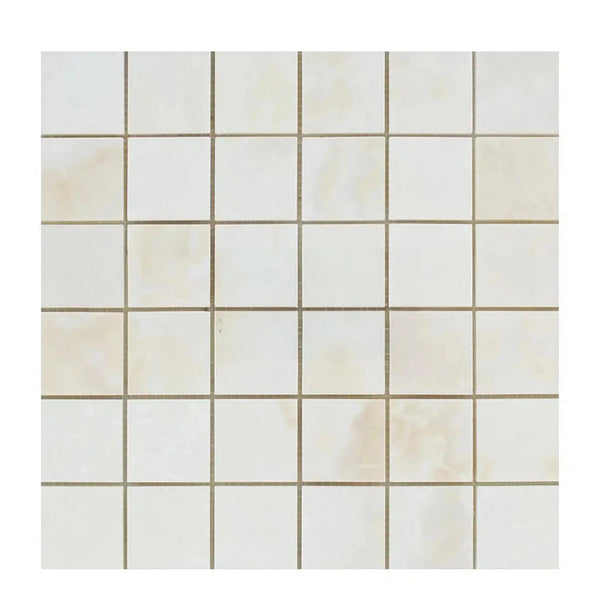 White Onyx (Bianco-Vanilla) Cross-Cut 2X2 Mosaic Marble Polished