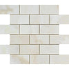 White Onyx (Bianco-Vanilla) Cross-Cut 2X4 Mosaic Marble Polished