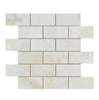 White Onyx (Bianco-Vanilla) Cross-Cut 2X4 Mosaic Marble Polished