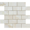 White Onyx (Bianco - Vanilla) Cross - Cut 2X4 Premium Mosaic Marble Polished - SurfacesGalore