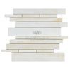 White Onyx (Bianco-Vanilla) Random-Strip (Manhattan) (Cross-cut) Mosaic Marble Tile Polished