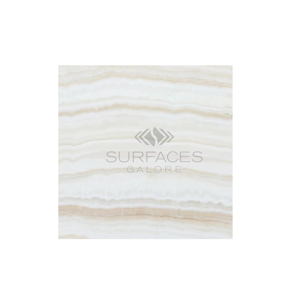 White Onyx (Bianco - Vanilla) Vein - Cut 12X12 Premium Marble Polished - SurfacesGalore