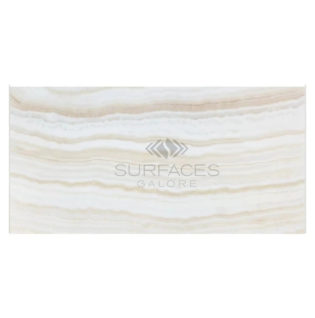 White Onyx (Bianco - Vanilla) Vein - Cut 12X24 Premium Marble Polished - SurfacesGalore