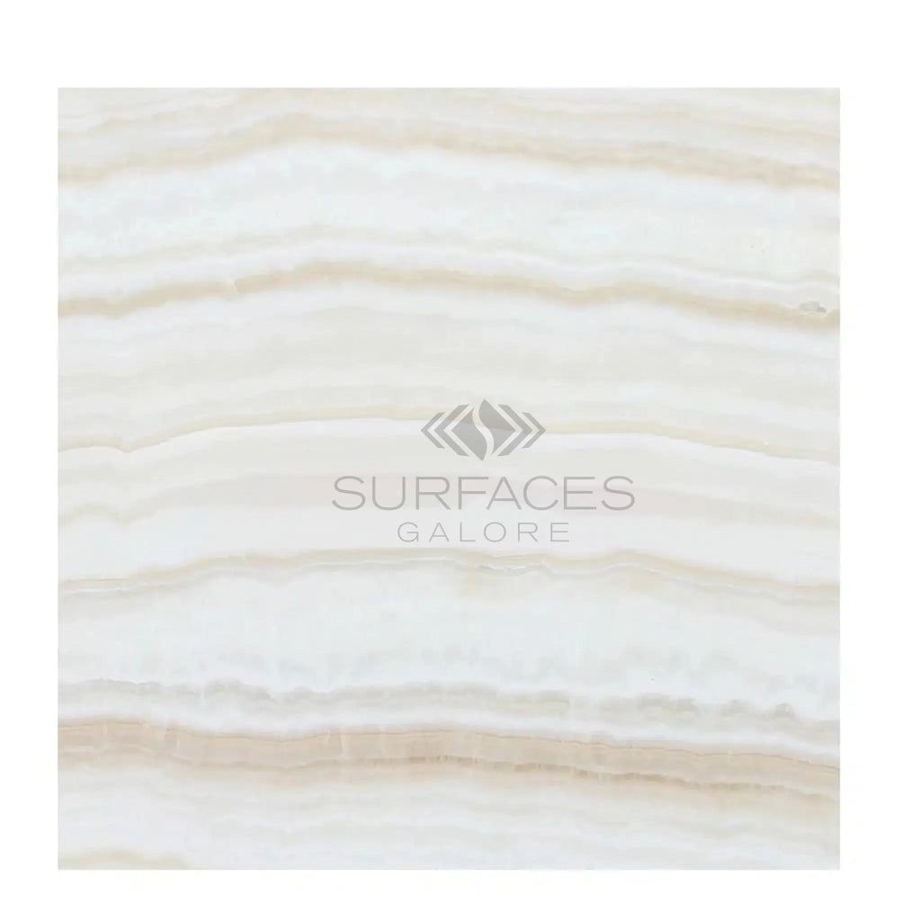 White Onyx (Bianco-Vanilla) Vein-Cut 18X18 Marble Polished