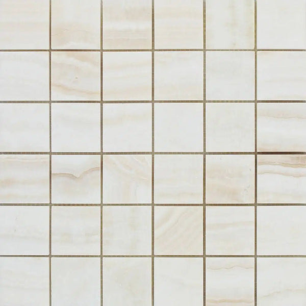 White Onyx (Bianco - Vanilla) Vein - Cut 2X2 Premium Mosaic Marble Polished - SurfacesGalore