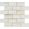 White Onyx (Bianco-Vanilla) Vein-Cut 2X4 Mosaic Marble Polished