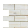 White Onyx (Bianco-Vanilla) Vein-Cut 2X4 Mosaic Marble Polished