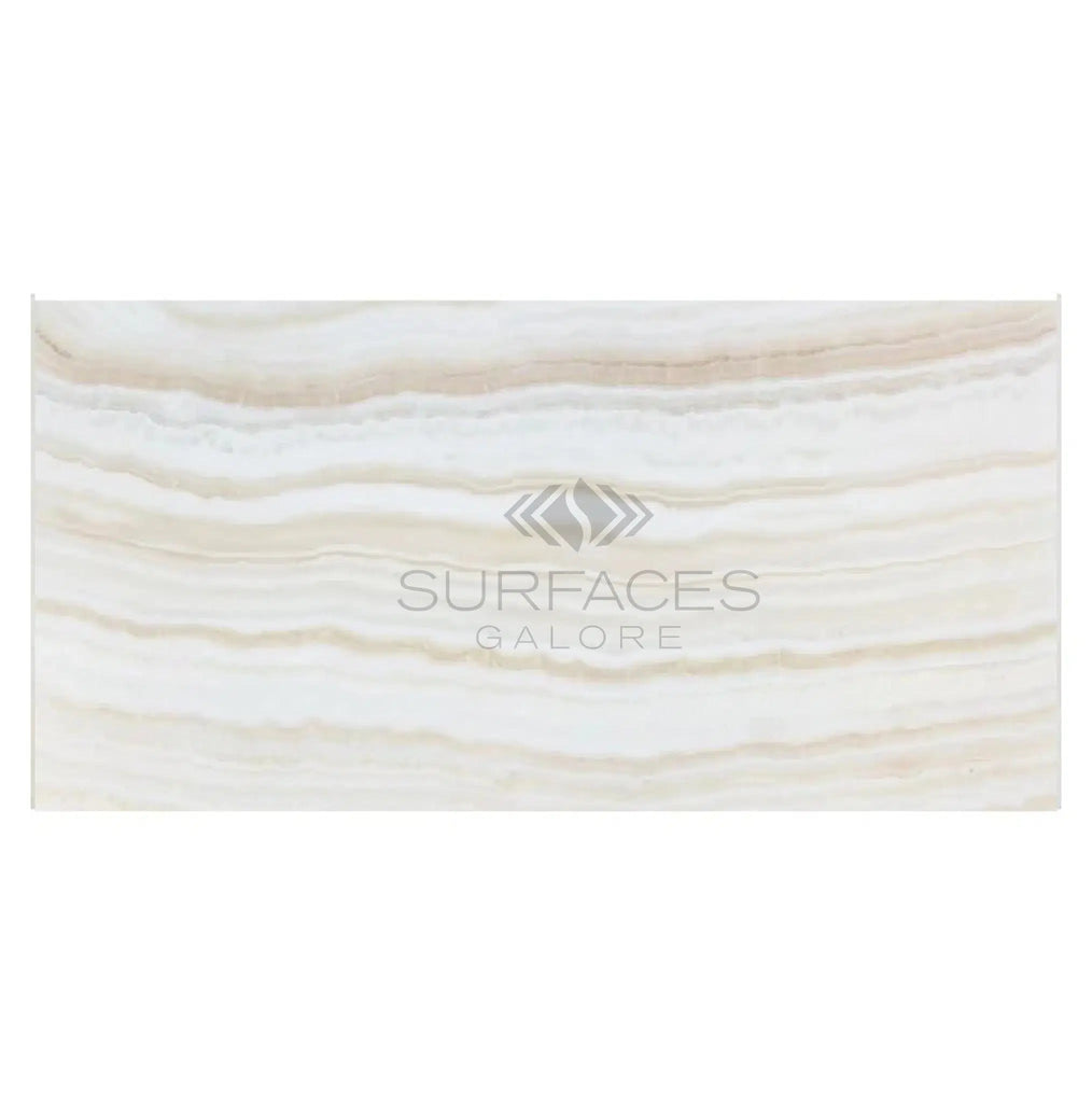 White Onyx (Bianco-Vanilla) Vein-Cut 3X6 Marble Polished