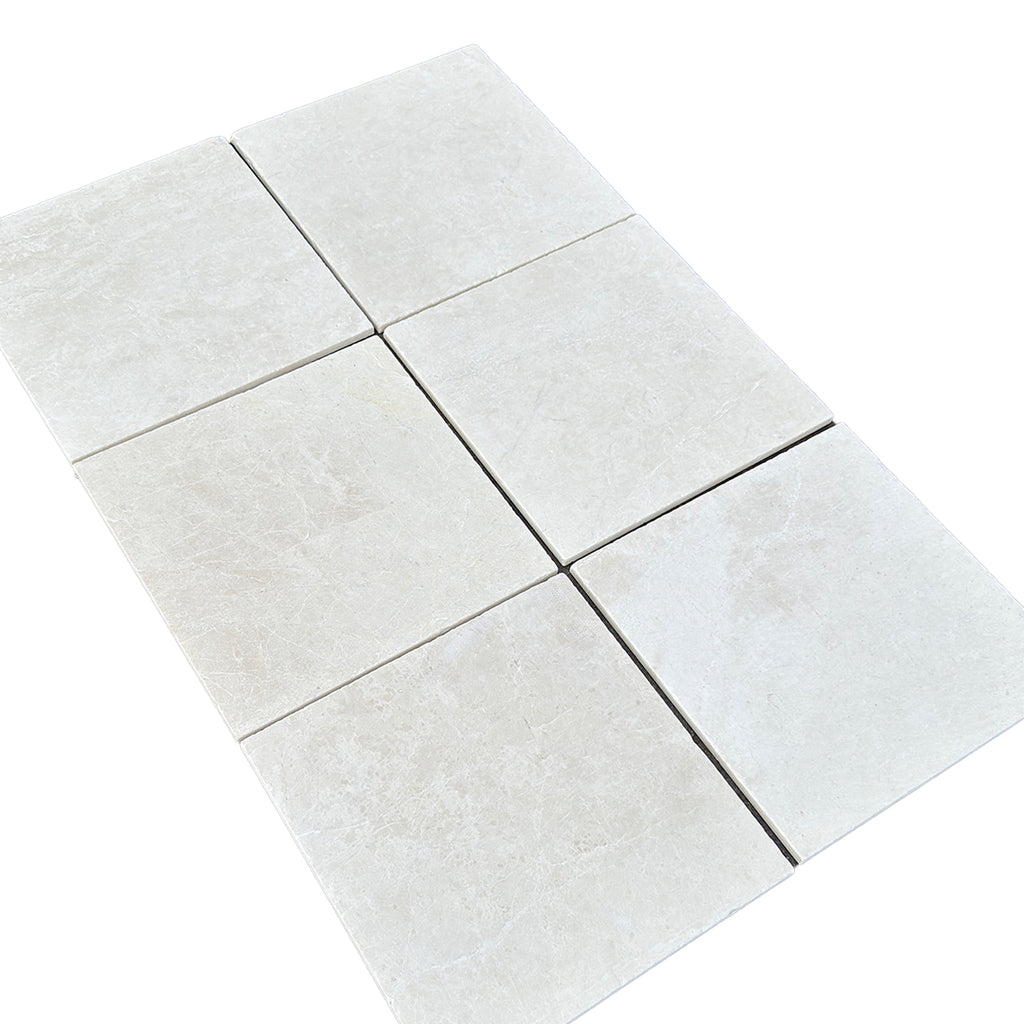 White Pearl/Botticino Beige Marble12X12 Tumbled