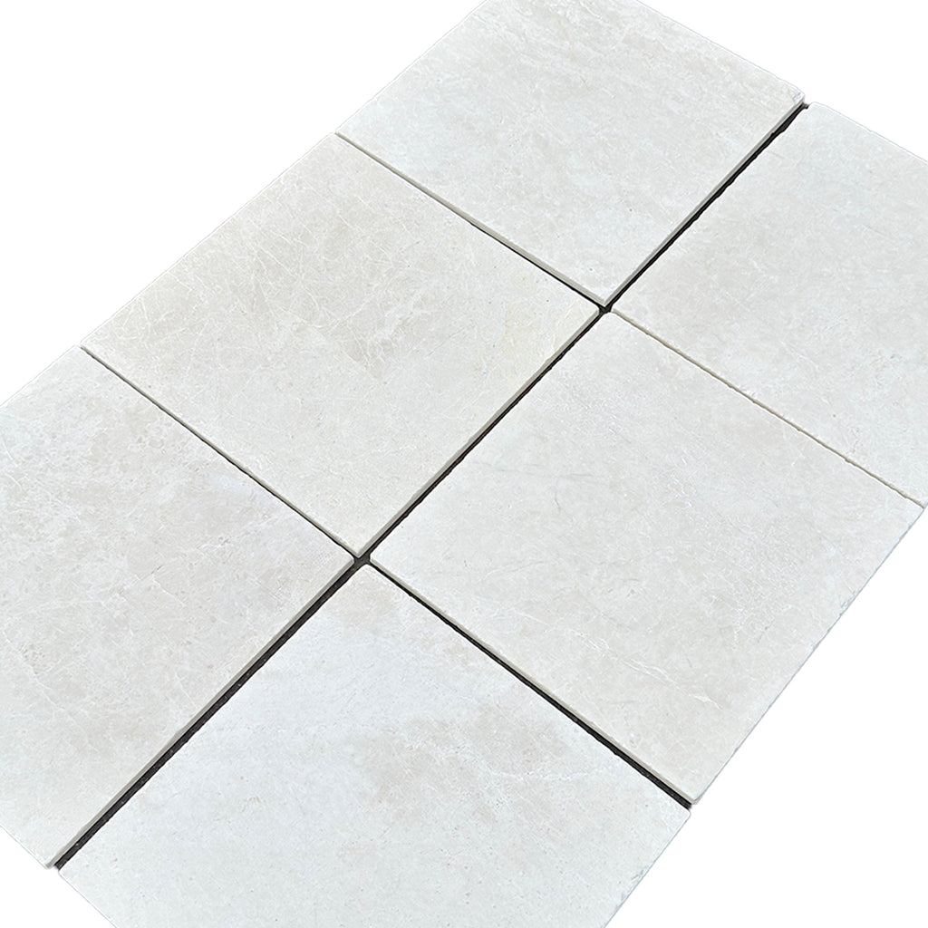 White Pearl/Botticino Beige Marble12X12 Tumbled