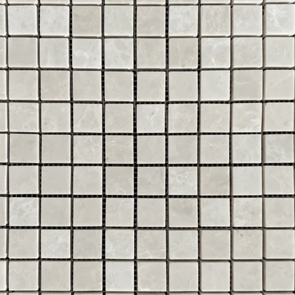 White Pearl/Botticino Beige Marble 1X1 Square Mosaic Polished