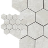 White Pearl/Botticino Beige Marble 3" Hexagon Mosaic Polished