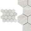 White Pearl/Botticino Beige Marble 3" Hexagon Mosaic Polished