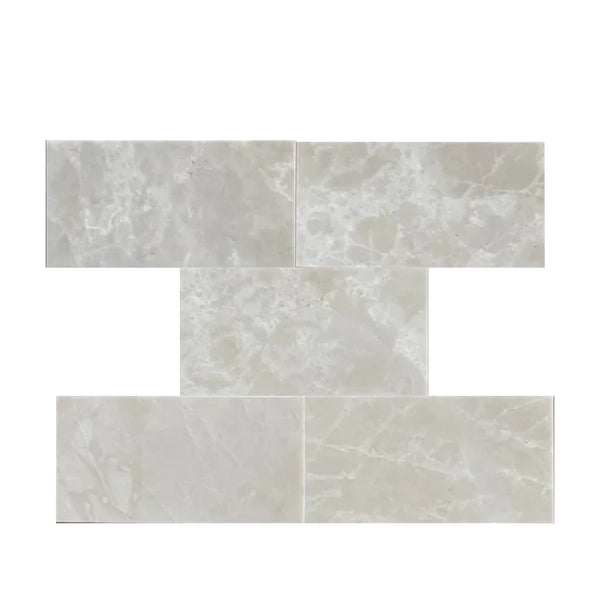 White Pearl/Botticino Beige Marble 3X6 Polished-Honed