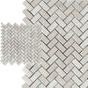 White Pearl/Botticino Beige Marble 5/8 X 1 1/4 Mini Herringbone Mosaic Polished