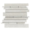 White Pearl/Botticino Beige Marble Manhattan/Random Strip Mosaic Polished