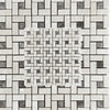 White Pearl/Botticino Beige Marble Pinwheel Mosaic w/Emperador Dark Dots Polished