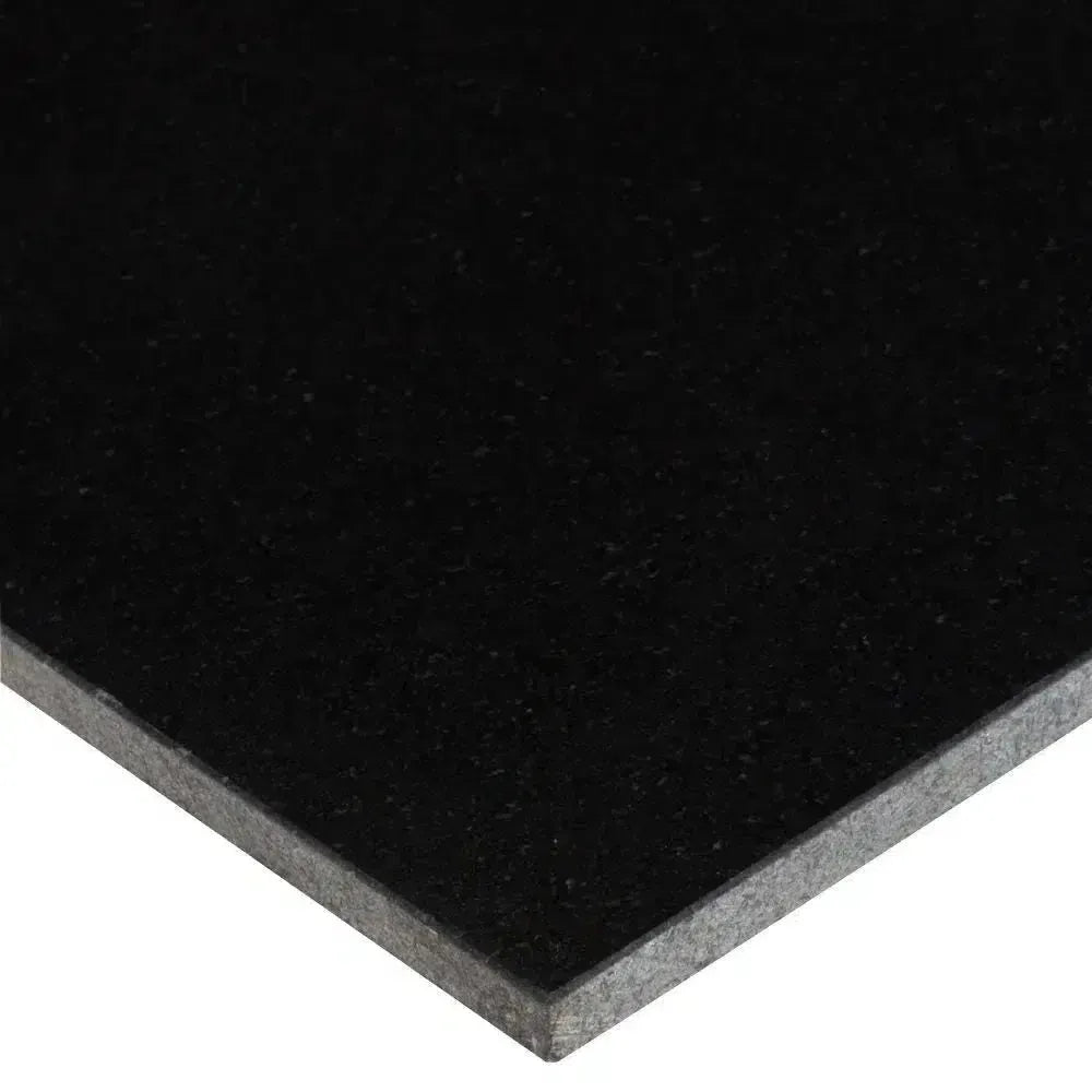 Absolute Black 12X12 Granite Polished featuring elegant black textured tile design