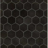 Black hexagonal tile pattern in Absolute Black 2 inch Hexagon Granite Mosaic Polished