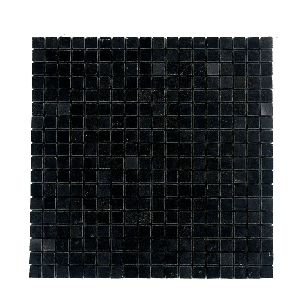 Black square mosaic tile sheet for Absolute Black 5/8X5/8 Granite Mosaic Polished