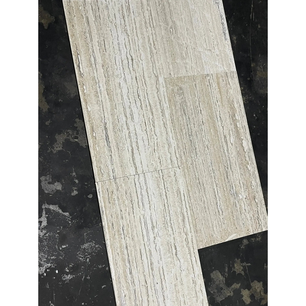 Alabastrino Rustic White Vein-Cut Travertine 12X24 Filled Polished floor tiles