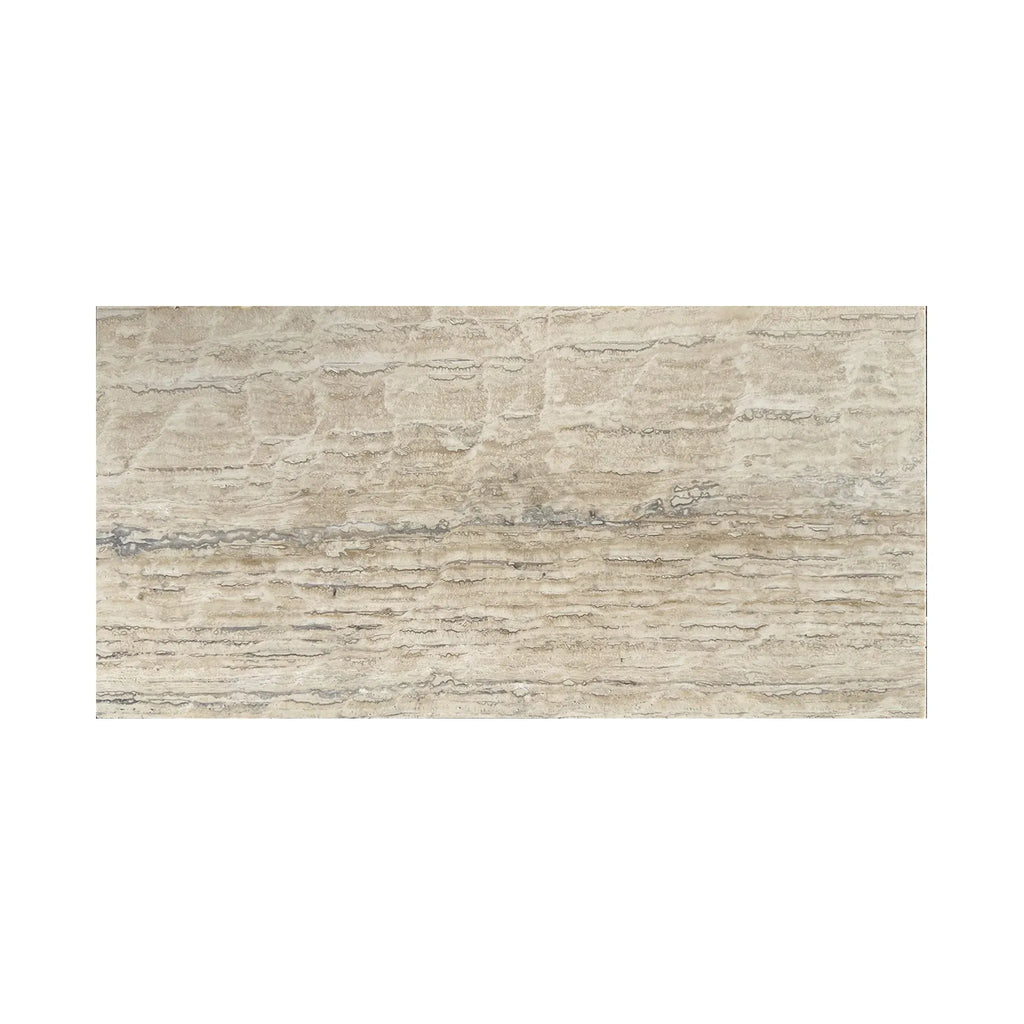 Textured beige stone tile of Alabastrino Rustic White Vein-Cut Travertine 12X24