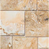 Antico Onyx Travertine mosaic tile set in Versailles pattern with antiqued finish