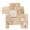 Beige and brown travertine tile mosaic in Antico Onyx Versailles Pattern set