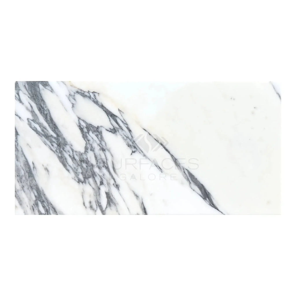 White marble slab featuring gray veining for Arabescato Corchia 12X24 tile